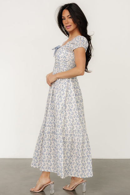 Haven Bow Dress | Ivory + Blue Floral
