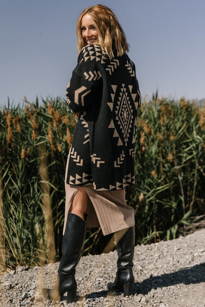 Hays Oversized Cardigan | Black + Tan