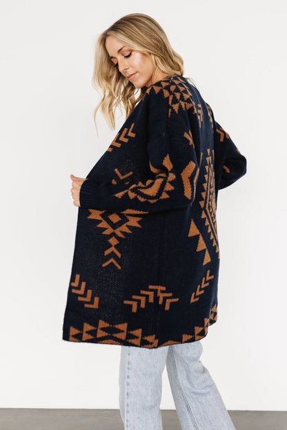 Hays Oversized Cardigan | Navy + Camel