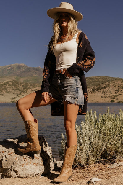 Hays Oversized Cardigan | Navy + Camel