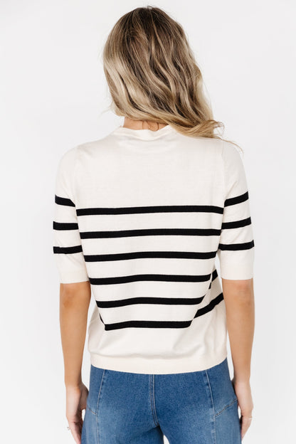 Huntington Striped Top | Cream + Black