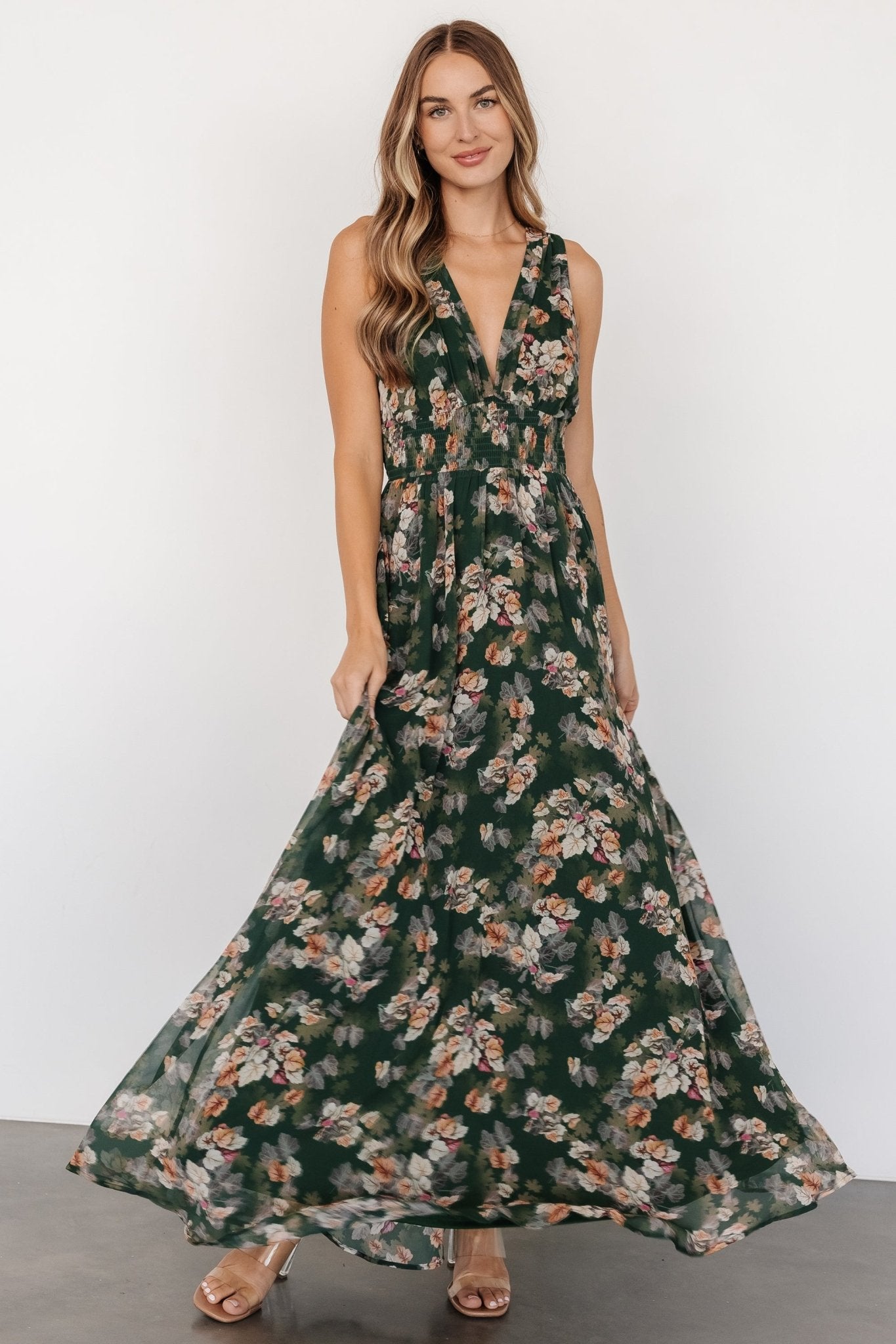 Imogen Maxi Dress | Deep Green Multi