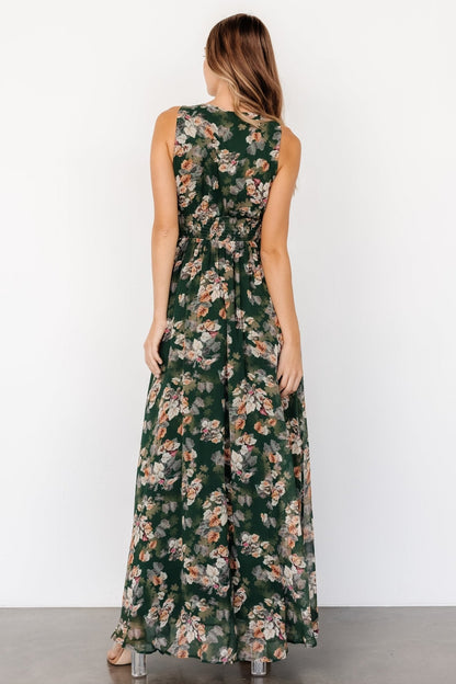 Imogen Maxi Dress | Deep Green Multi