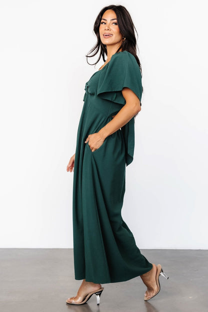 Indie Back Tie Dress | Dark Green