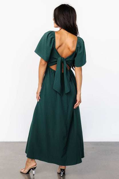 Indie Back Tie Dress | Dark Green