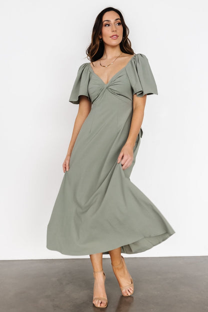 Indie Back Tie Dress | Dusty Green