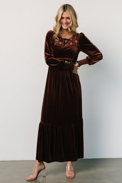 Ingrid Velvet Maxi Dress | Chocolate