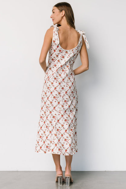 Isla Tank Dress | Off White + Red Floral