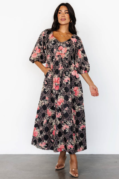 Ivanna Dress | Black + Pink
