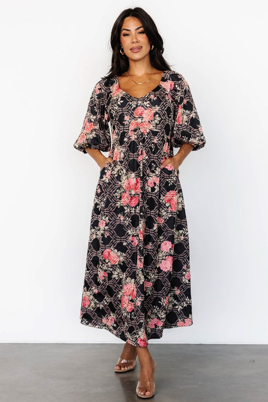 Ivanna Dress | Black + Pink