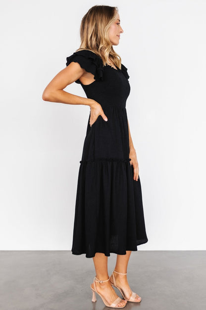 Jacie Smocked Midi Dress | Black