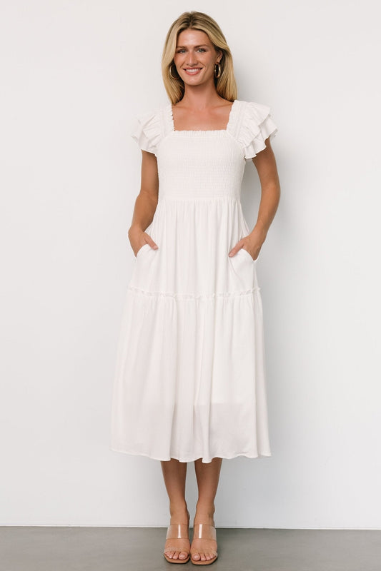 Jacie Smocked Midi Dress | White