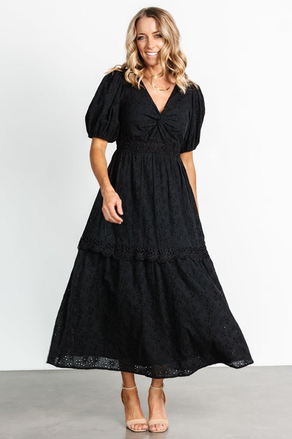 Jackie Eyelet Maxi Dress | Black