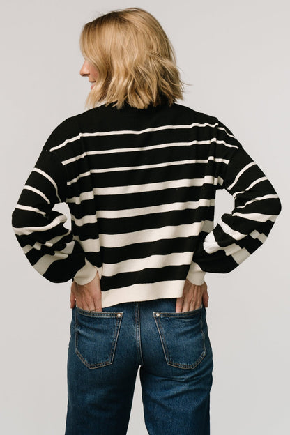 Jensen Stripe Sweater Top | Black + Ivory