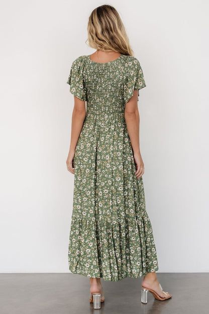 Joanie Smocked Dress | Green Floral