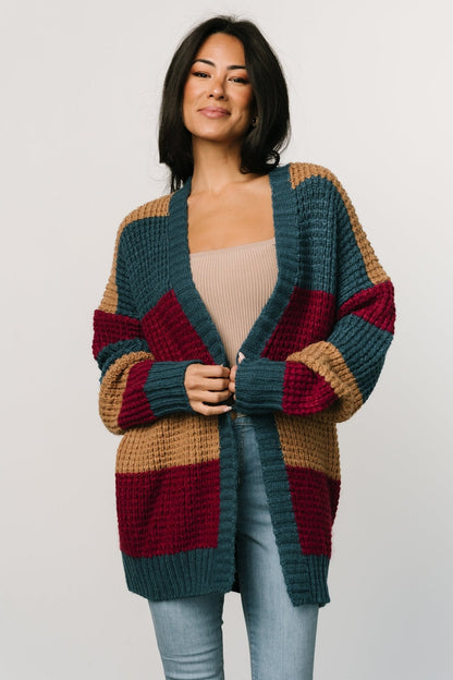 Jonah Chunky Knit Cardigan | Deep Topaz Multi
