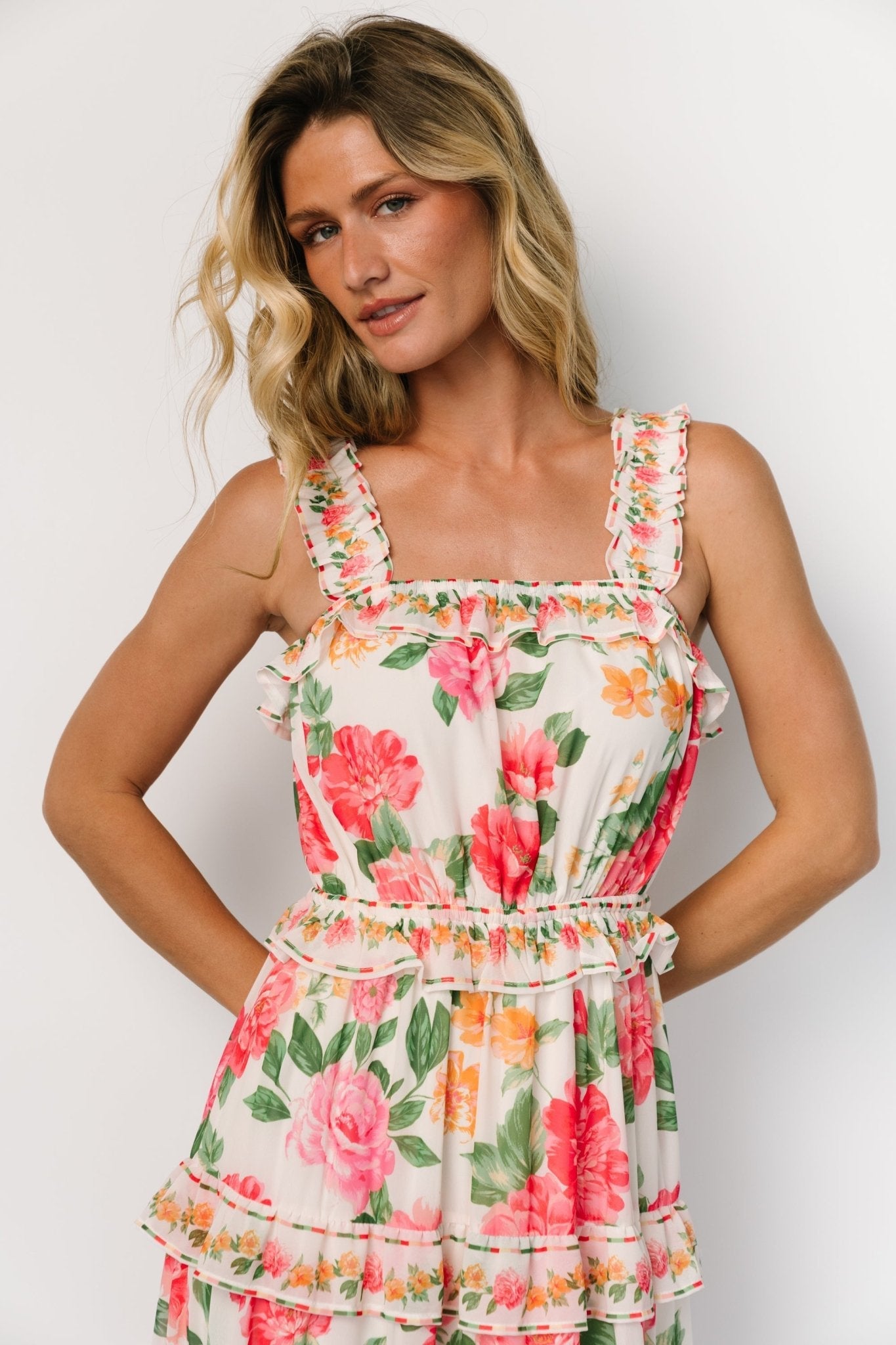 Julieta Tiered Maxi Dress | Off White Floral