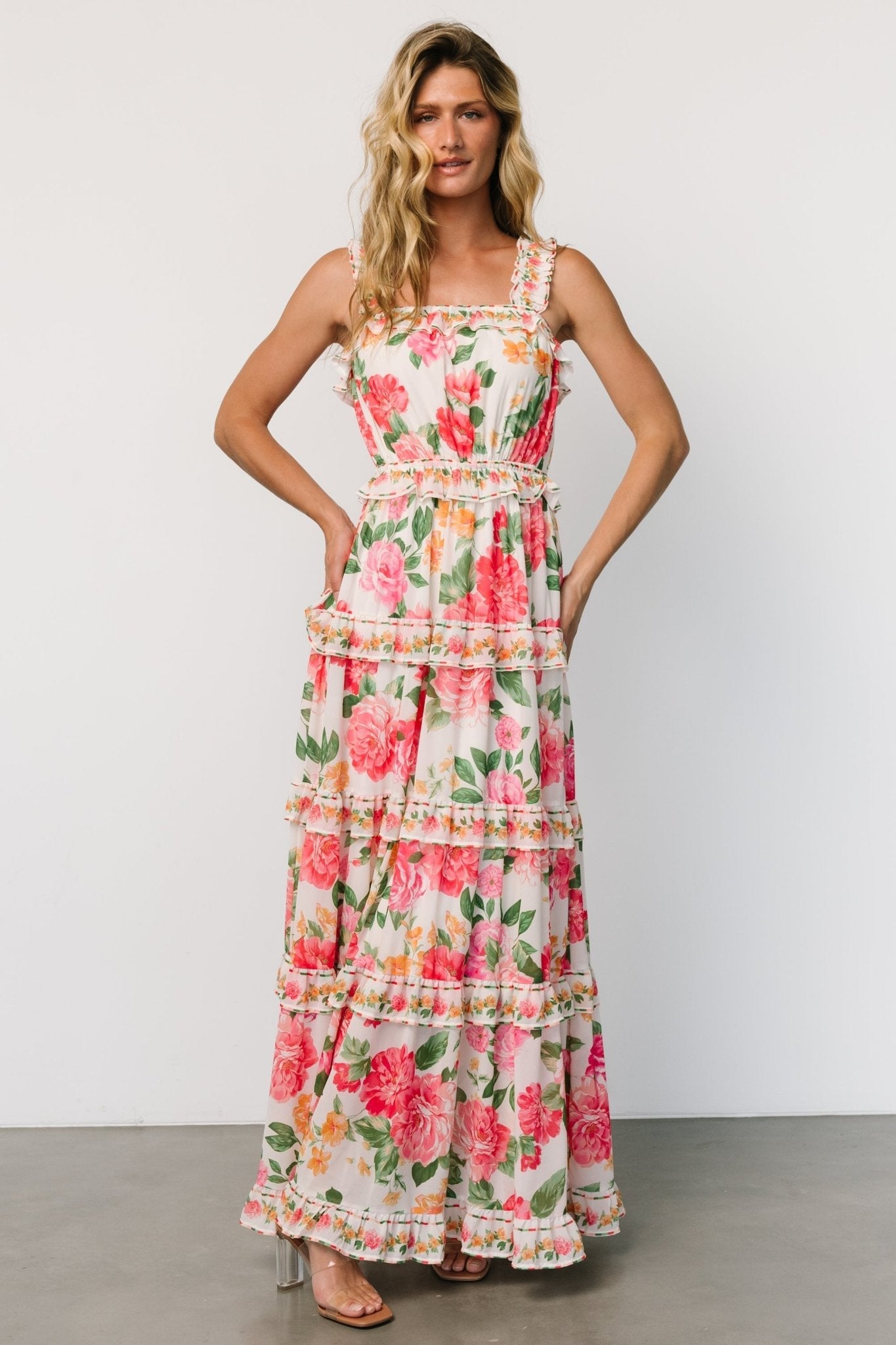 Julieta Tiered Maxi Dress | Off White Floral