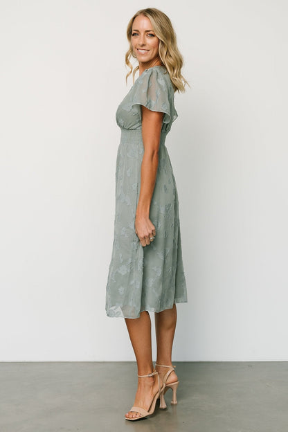 June Smocked Midi Dress | Eucalyptus