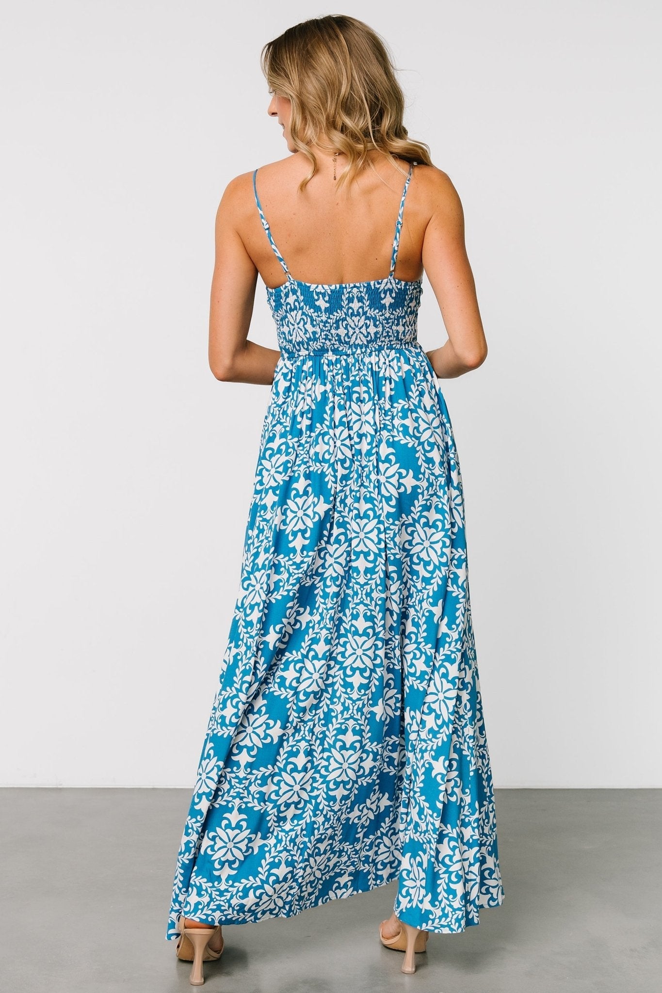 Kali Maxi Dress | Blue + White
