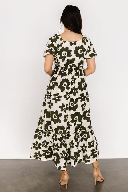 Kasey Maxi Dress | Olive + Ivory Print