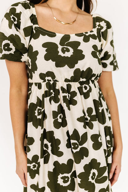 Kasey Maxi Dress | Olive + Ivory Print