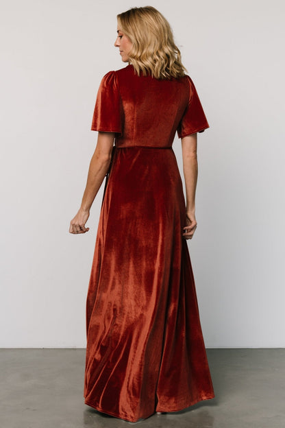 Katelyn Velvet Maxi Wrap Dress | Cinnamon