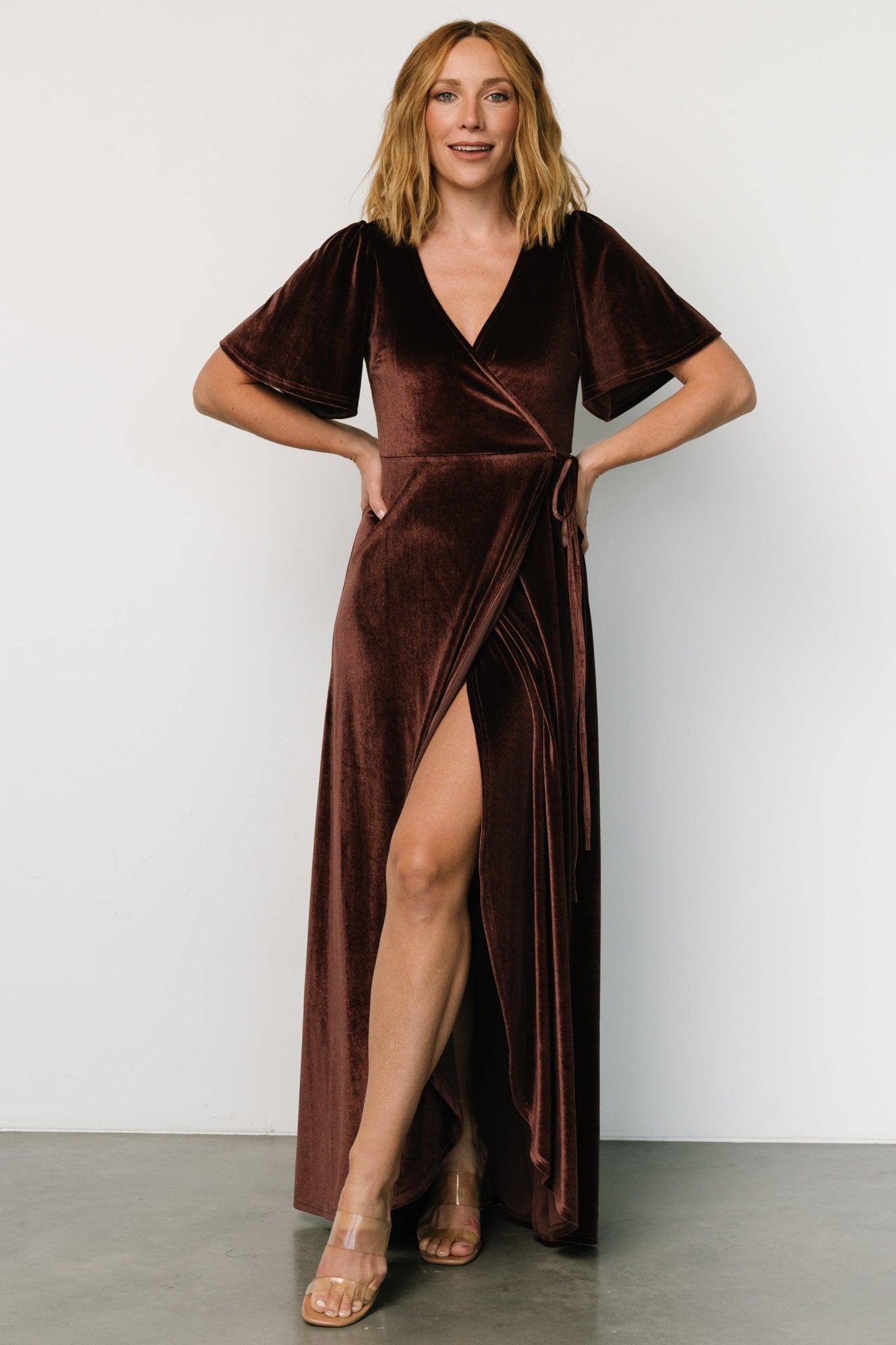 Katelyn Velvet Maxi Wrap Dress | Clove