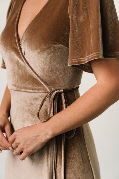 Katelyn Velvet Maxi Wrap Dress | Taupe