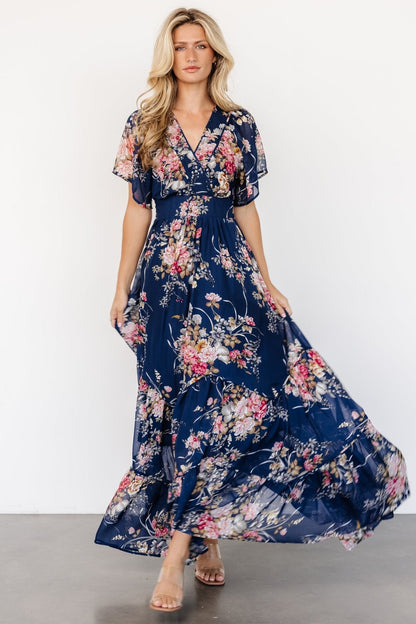 Katherine Maxi Dress | Navy + Pink Floral