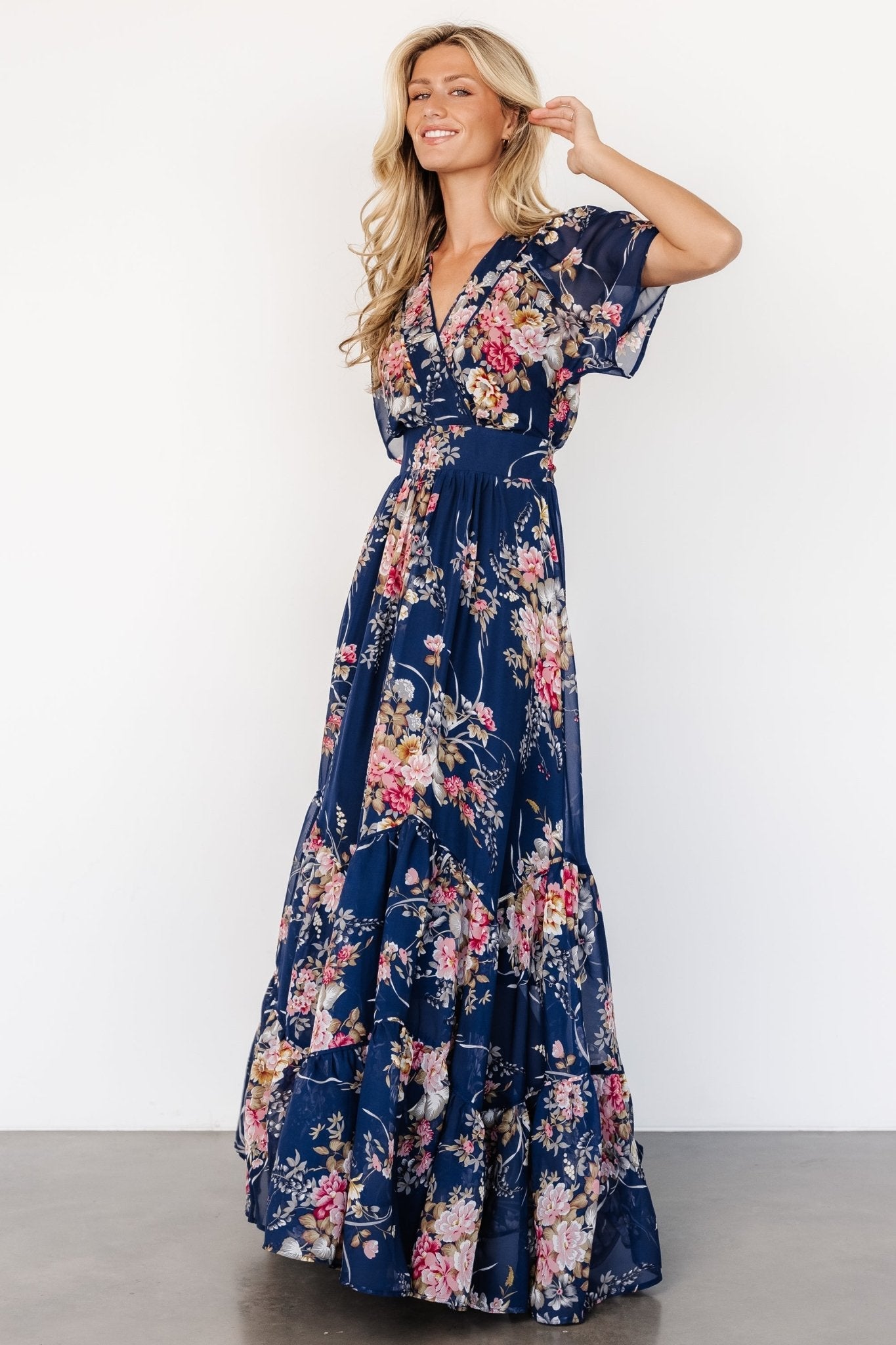 Katherine Maxi Dress | Navy + Pink Floral