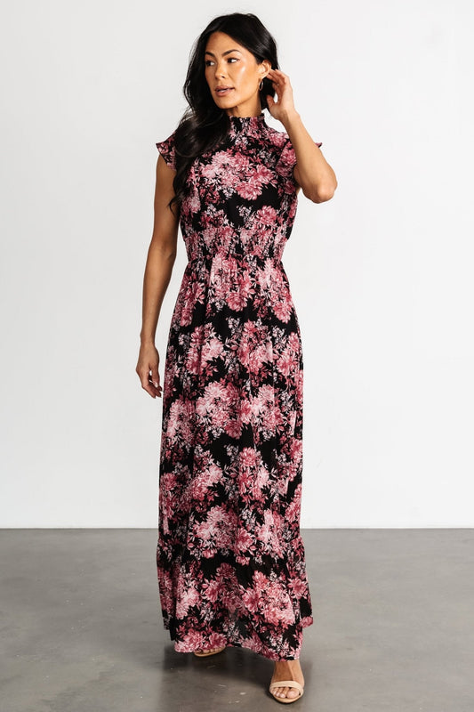 Kearny Ruffle Maxi Dress | Black + Mauve