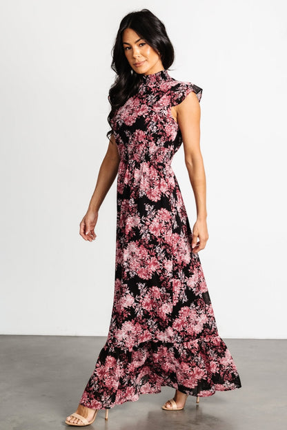 Kearny Ruffle Maxi Dress | Black + Mauve