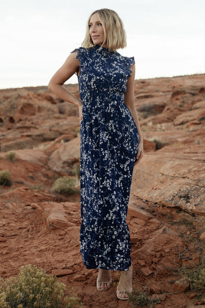 Kearny Ruffle Maxi Dress | Blue Floral