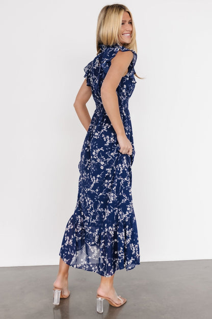 Kearny Ruffle Maxi Dress | Blue Floral