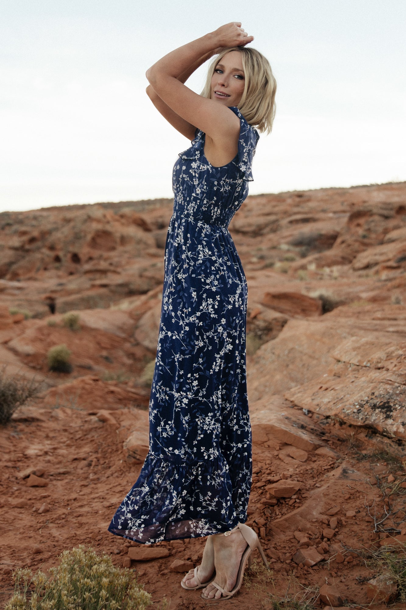 Kearny Ruffle Maxi Dress | Blue Floral