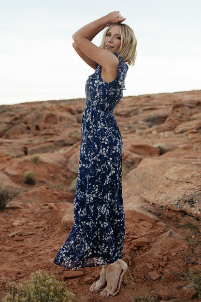 Kearny Ruffle Maxi Dress | Blue Floral