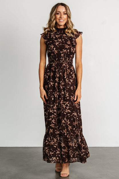 Kearny Ruffle Maxi Dress | Brown + Natural