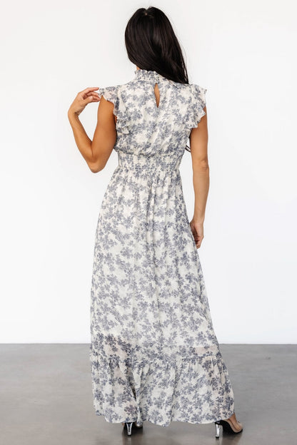 Kearny Ruffle Maxi Dress | Cream + Navy Floral