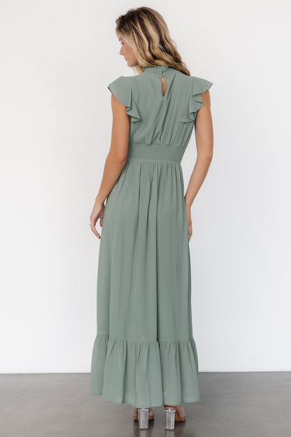 Kearny Ruffle Maxi Dress | Eucalyptus