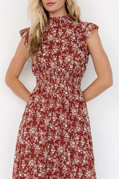 Kearny Ruffle Maxi Dress | Rust Print