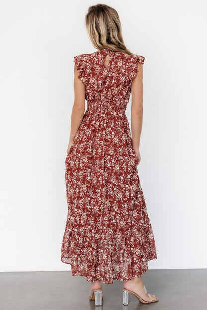 Kearny Ruffle Maxi Dress | Rust Print