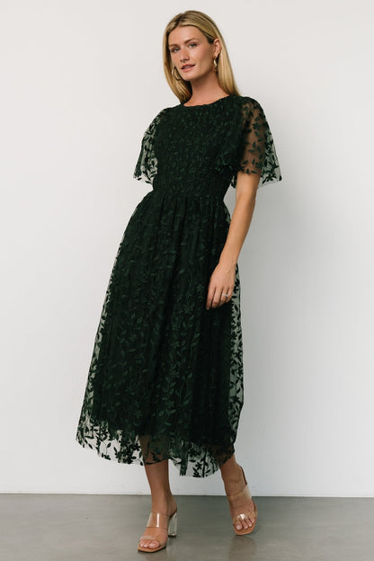 Kendra Embroidered Dress | Dark Green