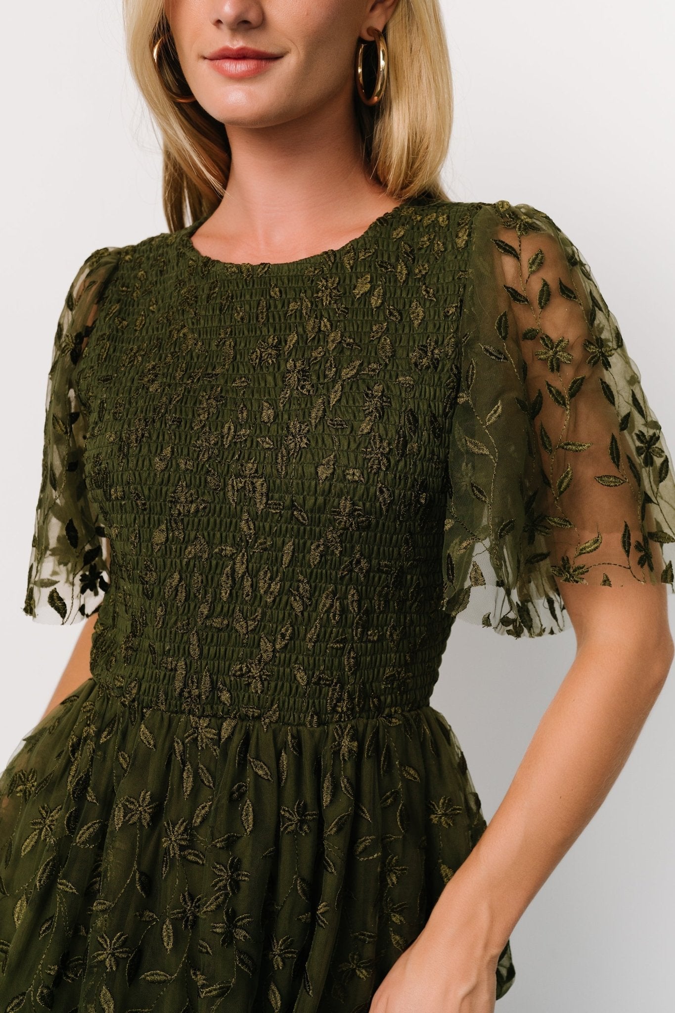 Kendra Embroidered Dress | Olive