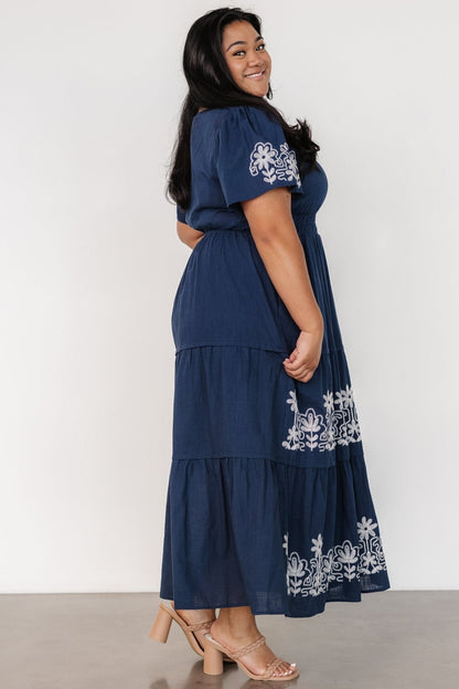 Kennedy Embroidered Maxi Dress | Blue