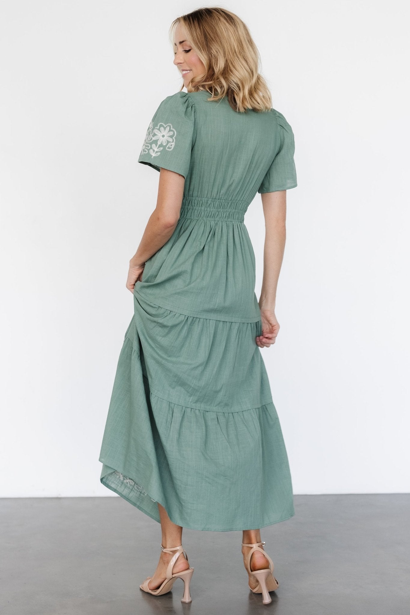 Kennedy Embroidered Maxi Dress | Dark Sage