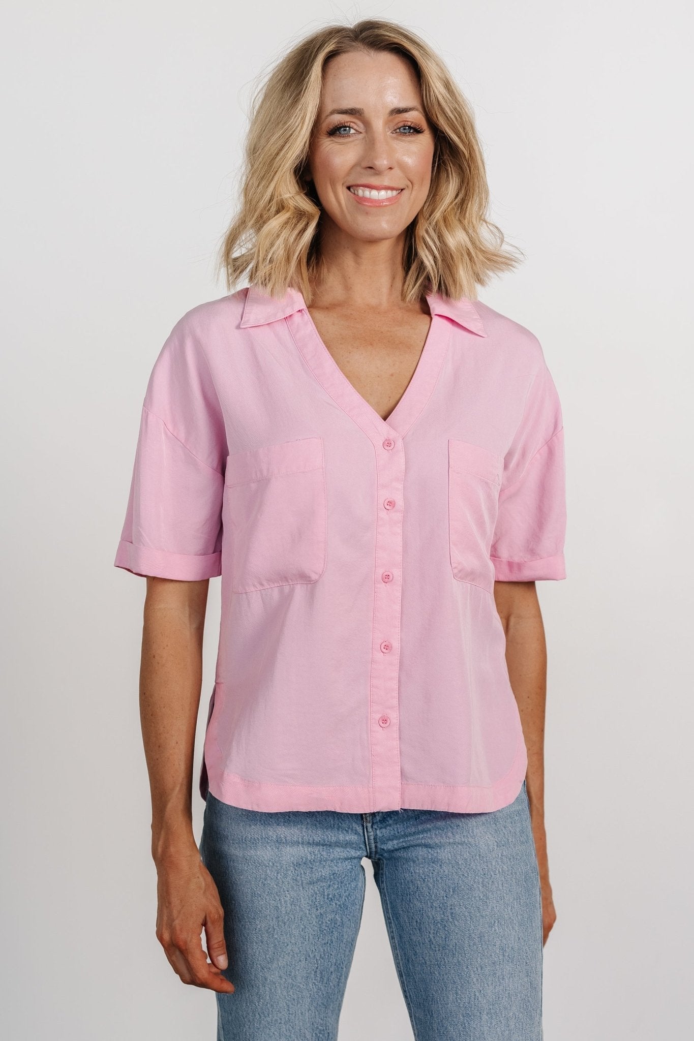Kinsley Button Top | Pink