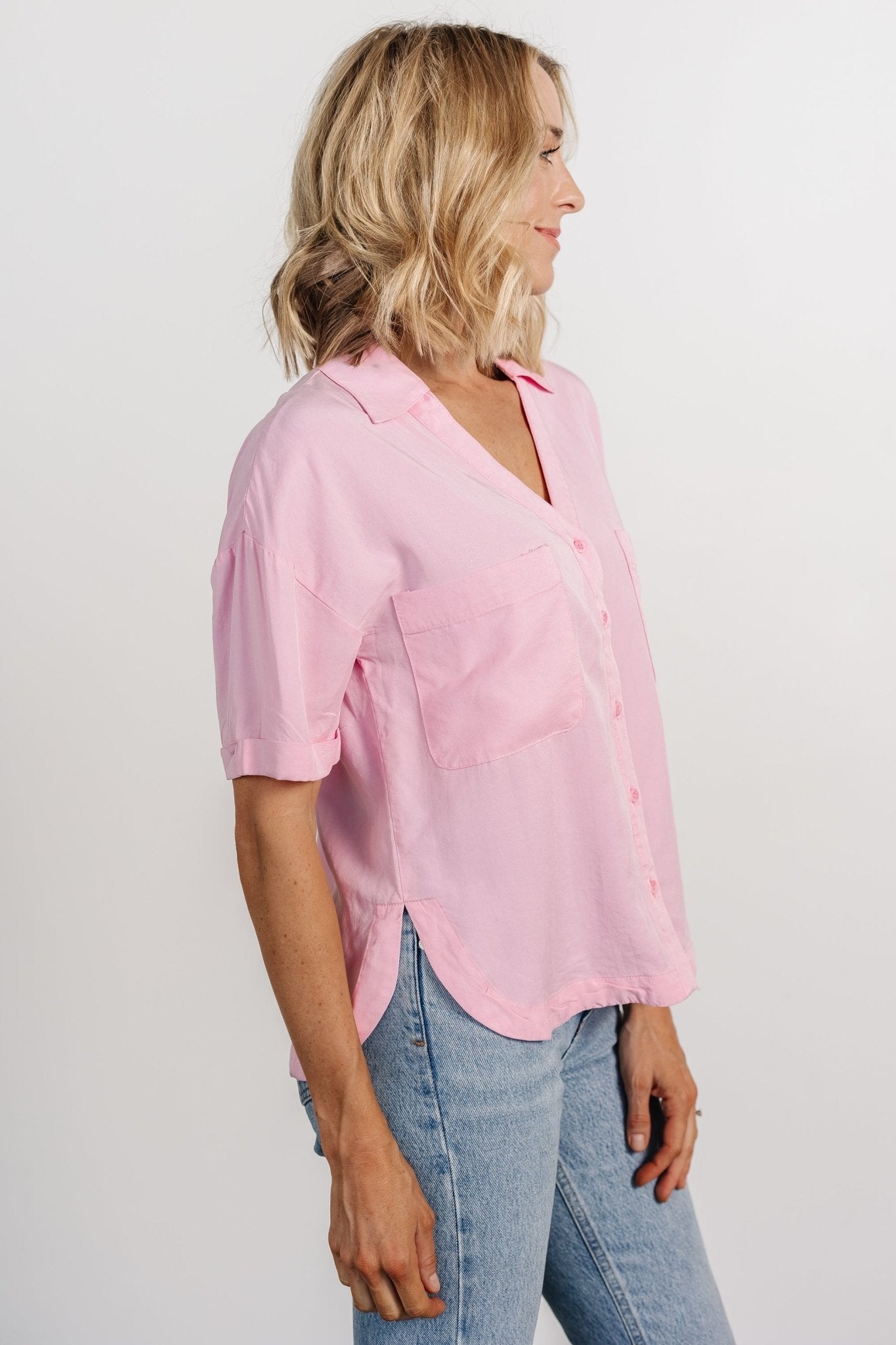 Kinsley Button Top | Pink