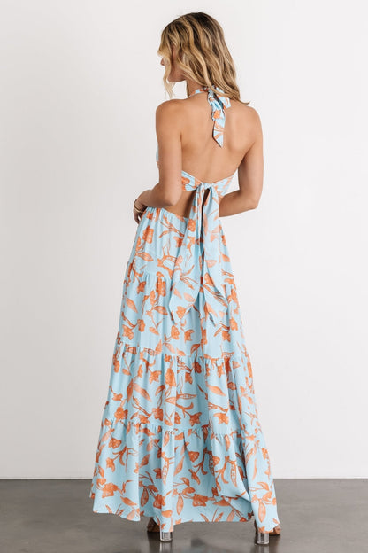Laie Back Tie Maxi Dress | Blue + Orange