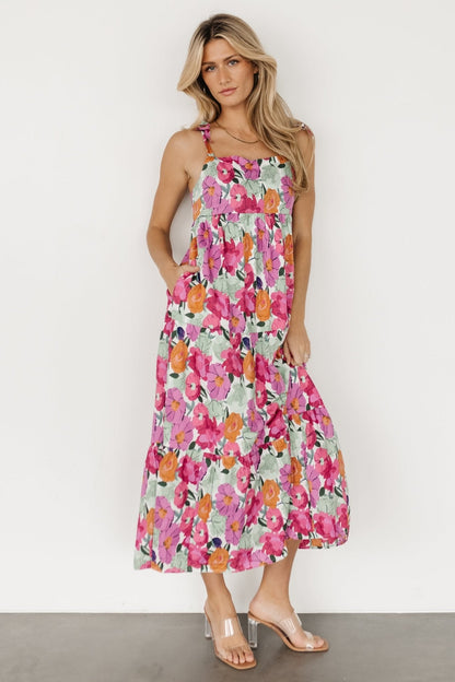 Lakewood Tie Dress | Pink Multi